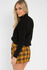 Mustard Check High Waist Mini Skirt - Lyra