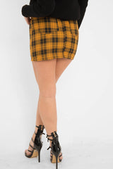 Mustard Check High Waist Mini Skirt - Lyra