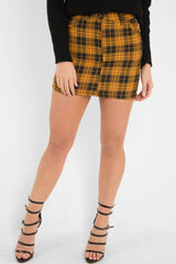 Mustard Check High Waist Mini Skirt - Lyra