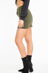 Khaki Woven Utility Pocket Mini Skirt - Alexa