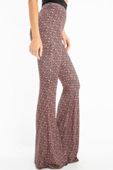 Brown Aztec Print Flared Trousers - Mianna