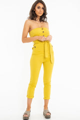 Yellow Tie Waist Sleeveless Jumpsuit - Tamya