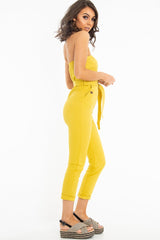 Yellow Tie Waist Sleeveless Jumpsuit - Tamya