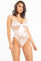 Nude Mesh Insert Sleeveless Bodysuit - Milana