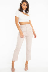 White Rib High Neck Crop Top - Talina