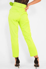 Lime Green Belted Tapered Peg Trousers - Jessika
