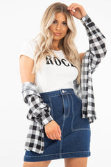 Dark Wash Contrast Stitch Denim Mini Skirt - Remee