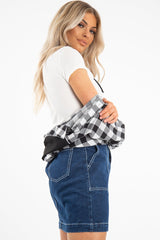 Dark Wash Contrast Stitch Denim Mini Skirt - Remee