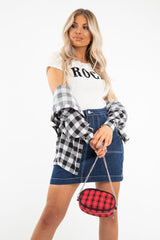 Dark Wash Contrast Stitch Denim Mini Skirt - Remee