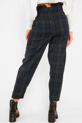 Navy Tartan Frill Detail Trousers - Bristal
