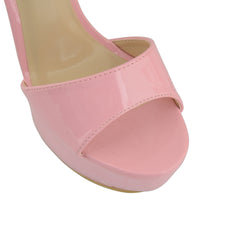 Pink Patent Cross Over Strap Platform Heels - Martha