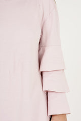 Pink Frilled Sleeve Swing Dress - Aaria