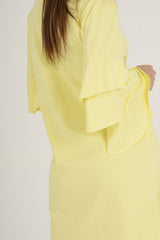 Yellow Frilled Sleeve Swing Dress - Aaria