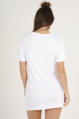 White Lace Up Tiger T-shirt Dress - Mali