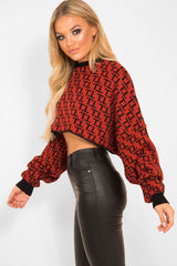 Rust Repeat Print Crop Jumper - Ryhanna