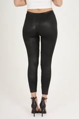 Black Wet Look Mesh Insert Leggings - Eliza