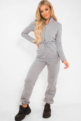 Grey Sweat Drawstring Waist Jumpsuit - Darrah