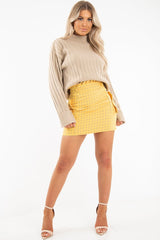 Yellow Blue Check Ruffle Waist Zip Front Skirt - Izzie
