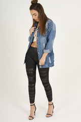 Dark Studded Distressed Oversized Denim Jacket - Barbara