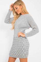 Grey Knitted Jumper Midi Dress - Izzy