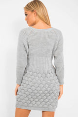 Grey Knitted Jumper Midi Dress - Izzy