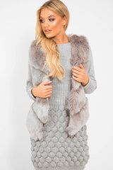 Grey Faux Fur Gilet - Connie