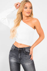 Cream Knitted One Shoulder Jumper - Jayleah