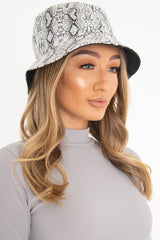 Grey Snake PU Bucket Hat - Landon
