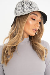 Grey Snake PU Bucket Hat - Landon