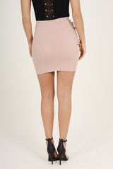 Mauve Ruffle Bodycon Mini Skirt - Ricci