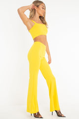 Yellow Crop Top and Trousers Co-ord Set - Kimmy