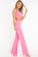 Pink Crop Top and Trousers Co-ord Set - Kimmy