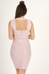 Pink Sparkly Bandage Midi Dress - Libby