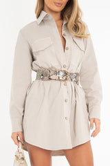 Nude Snakeskin Gold Hardware Wide Belt - Makenlee