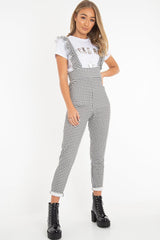 Black & White Check Straight Leg Jumpsuit - Payslee