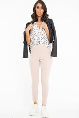 White Plunge Button Up Crop Blouse - Mintie