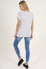 Grey Distressed 'Wings Of Rock Tour' Print T-Shirt - Mischa