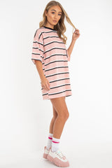 Pink Stripe Oversized T-Shirt Dress - Avriella