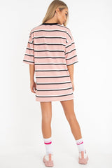 Pink Stripe Oversized T-Shirt Dress - Avriella