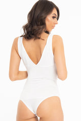 White Plunge Ruched Bodysuit - Sookie