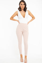 White Plunge Ruched Bodysuit - Sookie