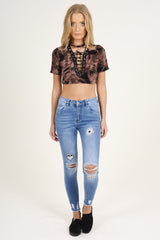 Tie Dye Lace Up Crop Top - Pheobe
