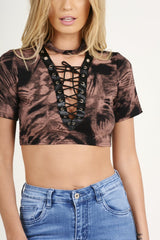 Tie Dye Lace Up Crop Top - Pheobe