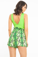 Neon Green Plunge Ruched Bodysuit - Sookie