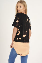 Black Bleached 'Born Rock' Print Top - Georgie
