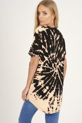 Black Acid Wash Rock Angel Slogan T-shirt Dress - Eden