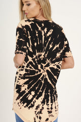 Black Acid Wash Rock Angel Slogan T-shirt Dress - Eden