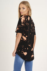 Black Acid Wash World Tour Slogan T-shirt Dress - Adel