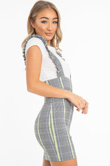 Black Neon Green Check Ruffle T-Shirt Underlay Dress - Stacy