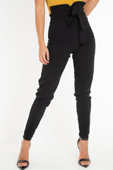 Black Tie Front Crepe Cigarette Trousers - Ryanne